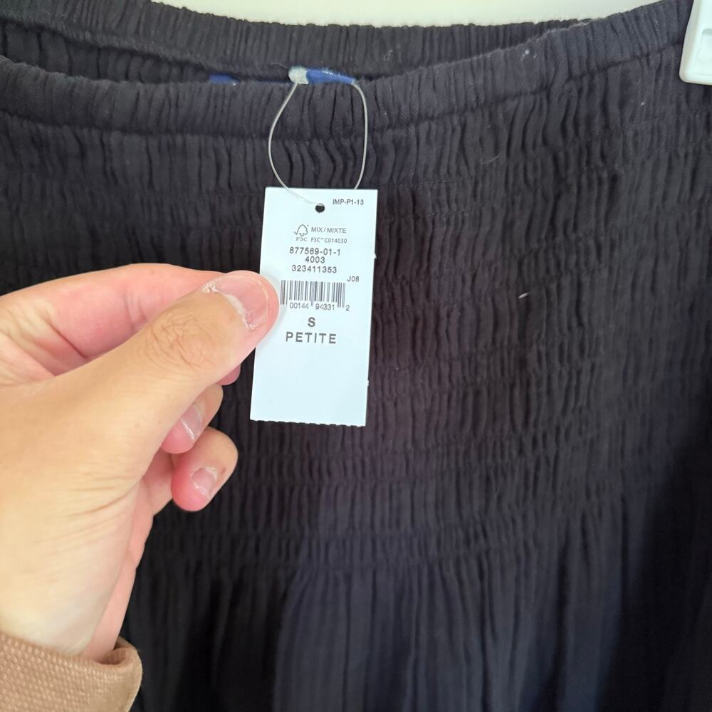 NWT GAP High Smock Waist Crinkle Gauze Maxi Skirt Black 100% Cotton Preppy | S/P - Picture 4 of 10